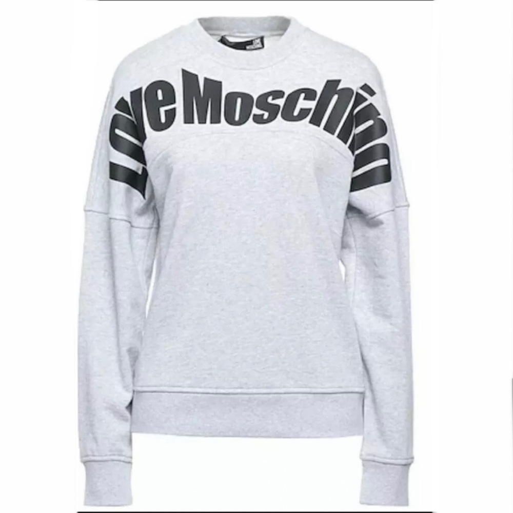 NEW Love Moschino Women’s Painted Logo Sweatshirt Gray/Black Size IT48/US12🖤 - Picture 2 of 12